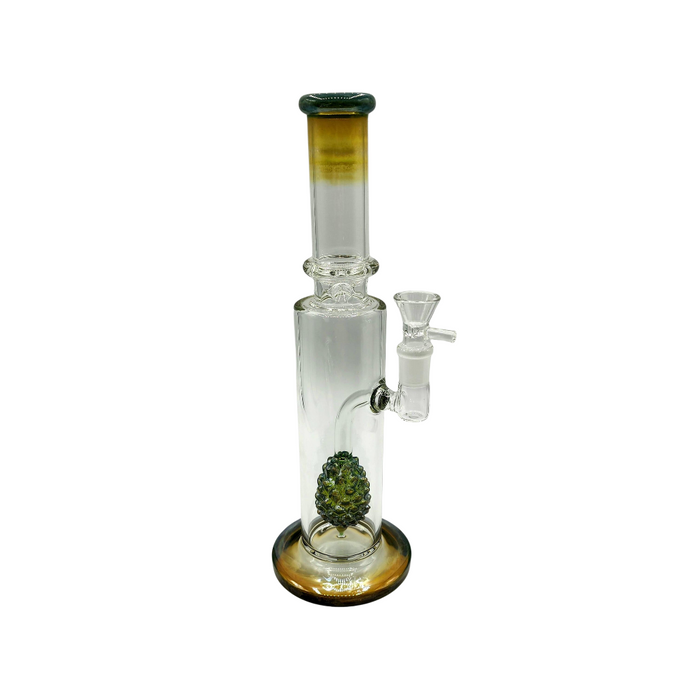 Tall Gold Fumed w/ Pine Design Water Pipe Bong