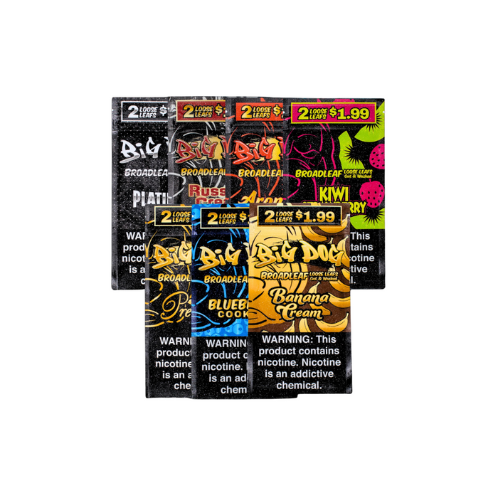 Big Dog 2X Natural Pre-Cut Leaf Wraps – Assorted Flavors - 40ct