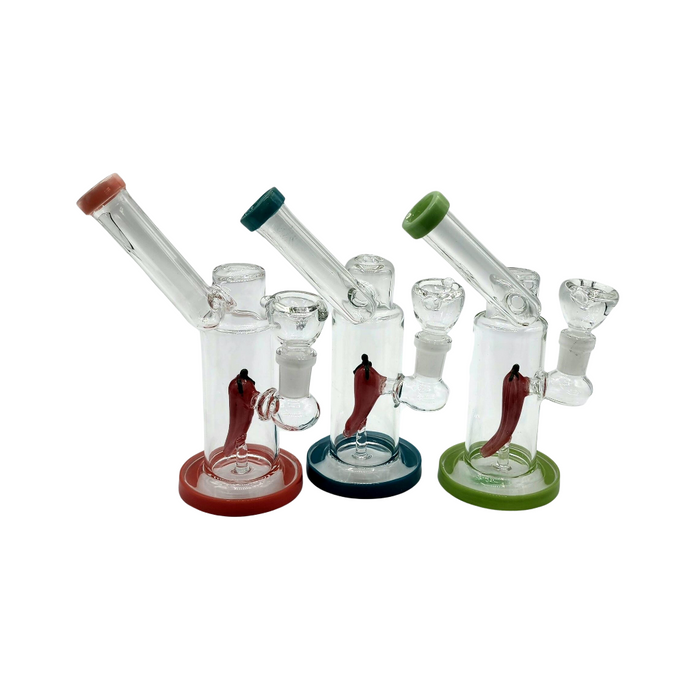 6" Angled Mouth Chili Pepper Water Pipe - Assorted Colors