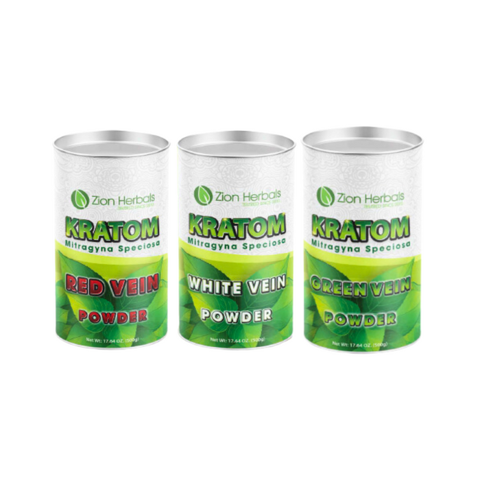 Zion Herbals - 500g Kratom Powder Canister - Assorted Options