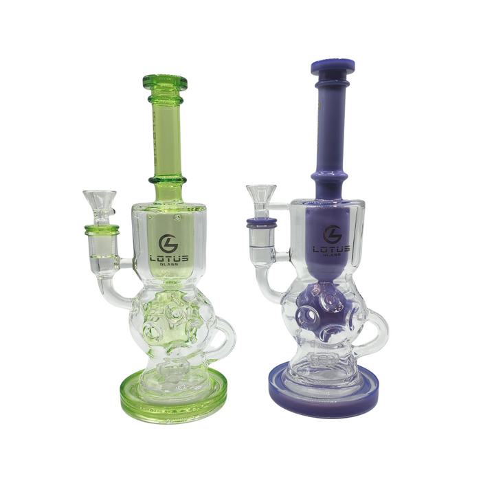 Lotus Glass 12" Fancy Sphere Ball Water Pipe Bong - Assorted Colors