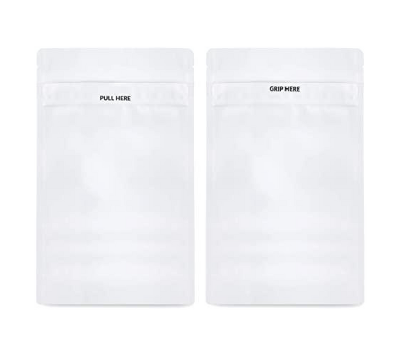 Mylar 1 Gram Child Resistant ASTM Exit Bag - White