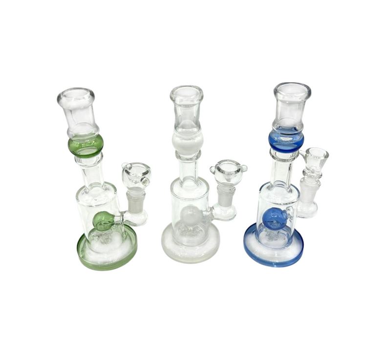 8" Straight Tube Water Pipe Bong w/Ball Perc - Assorted Colors
