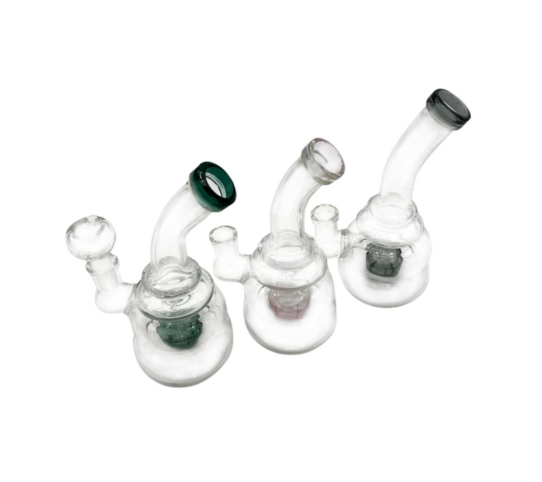 6" Bent Neck Water Pipe Bong w/Colored Disc Perc