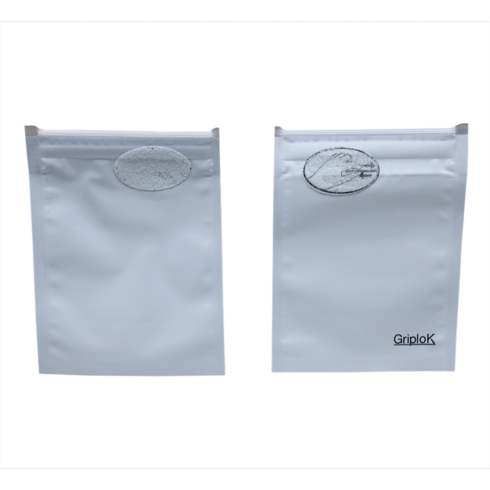 GripLok Mylar 1/8oz Child Resistant ASTM Exit Bag – White