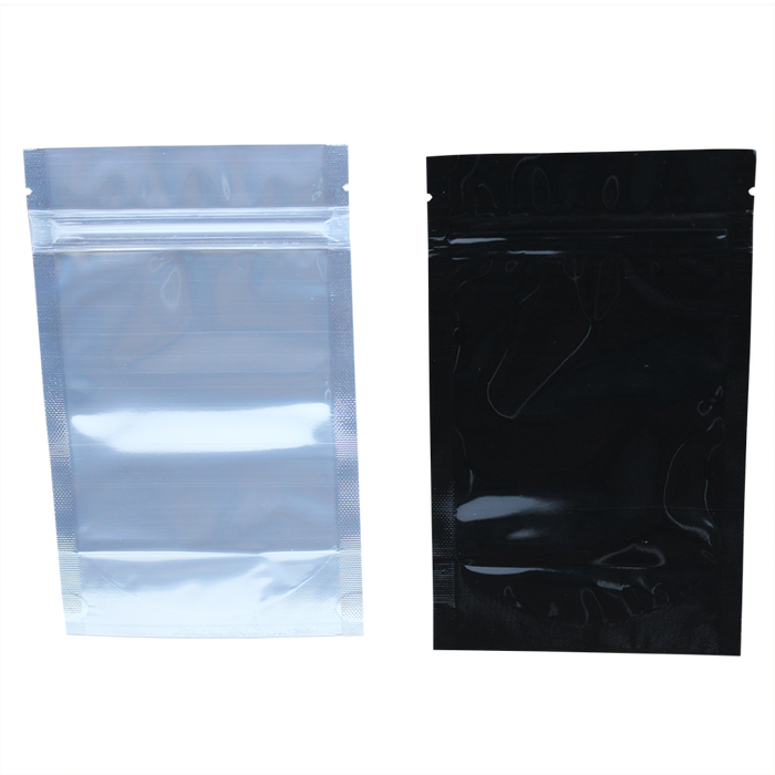 Mylar 1/4oz Tamper Evident Zip-Lock Exit Bag – Black/Transparent
