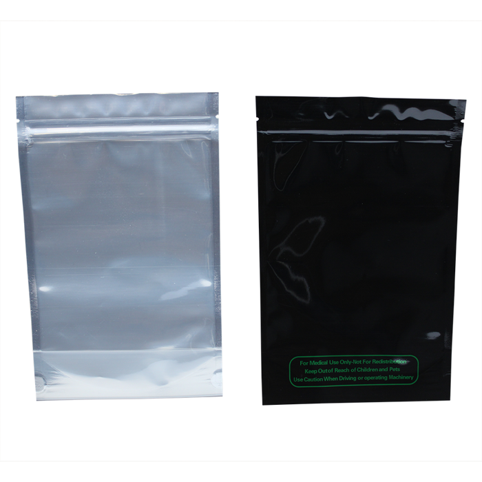 Mylar 1/2oz Tamper Evident Zip-Lock Exit Bag – Black/Transparent
