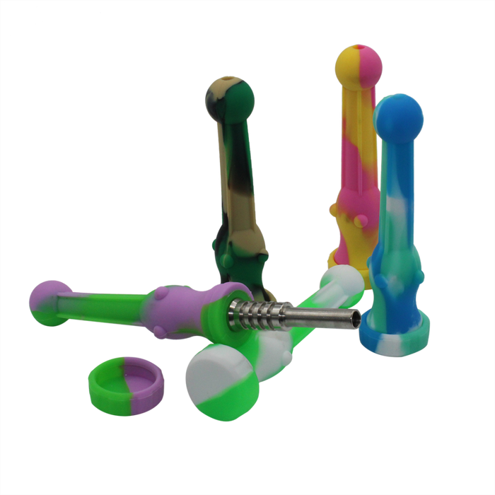 Silicone Dab Straw with Nail – Assorted Styles