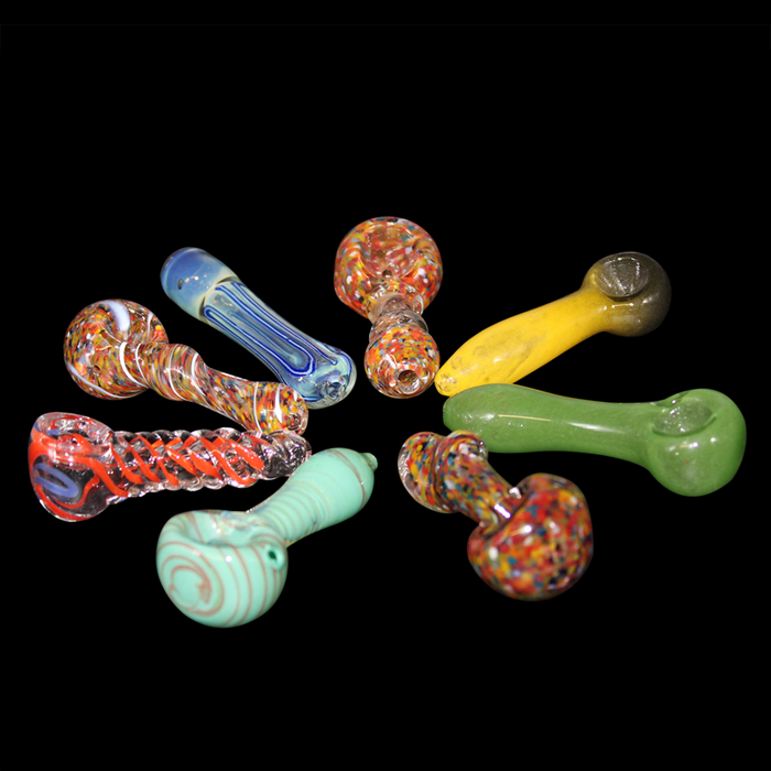 1.5" Assorted Glass Hand Pipes - 12ct