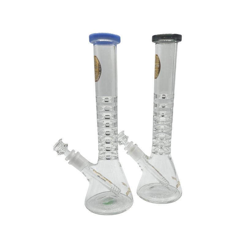 Bougie Glass 12" - 8 Layer Neck Beaker Water Pipe - Assorted Colors