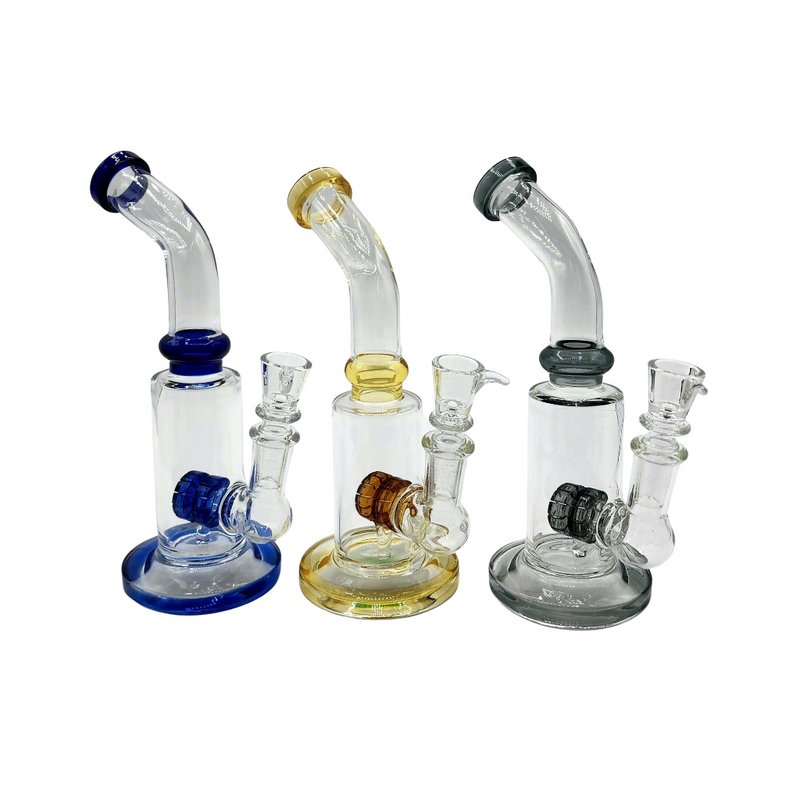 6" Curved Mouth Barrel Perc Water Pipe - Assorted Colors