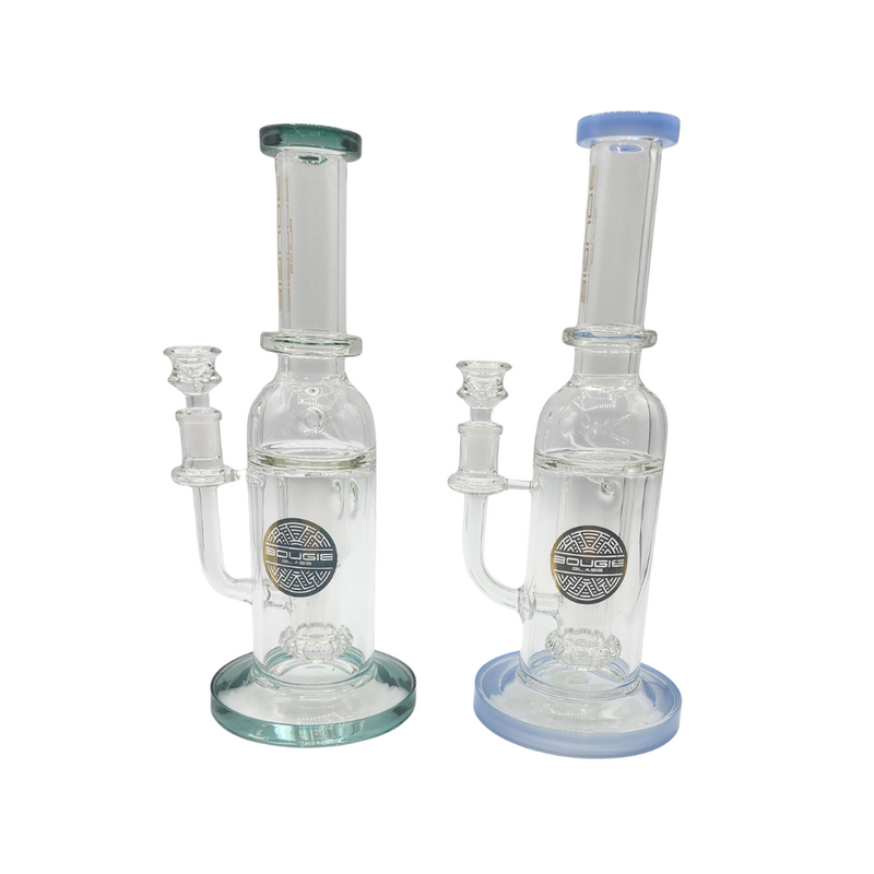 Bougie Glass 12" DBL Layer Cylinder Water Pipe Bong - Assorted Colors