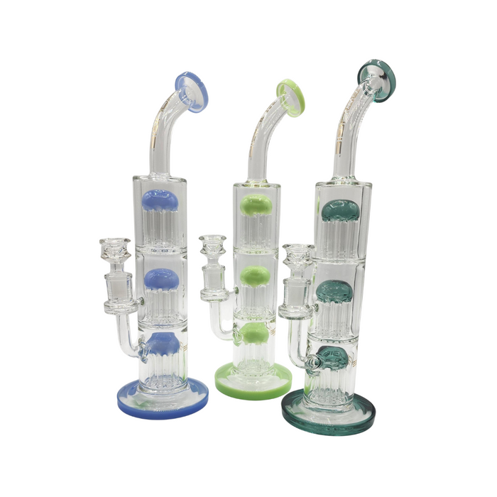 Bougie Glass 12" - 3 Layer Tree Perc Water Pipe Bong - Assorted Colors