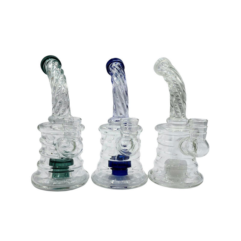 6" Crystal Twist w/ Perc Water Pipe - Assorted Colors