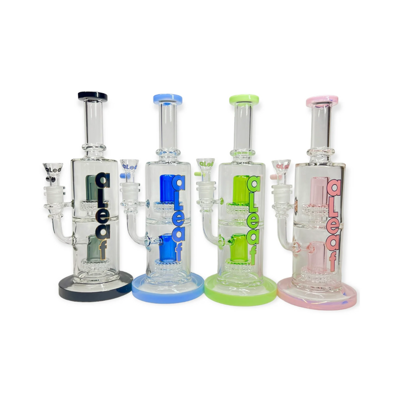 aLeaf 11" Double Tree Perc Water Pipe - Assorted Colors