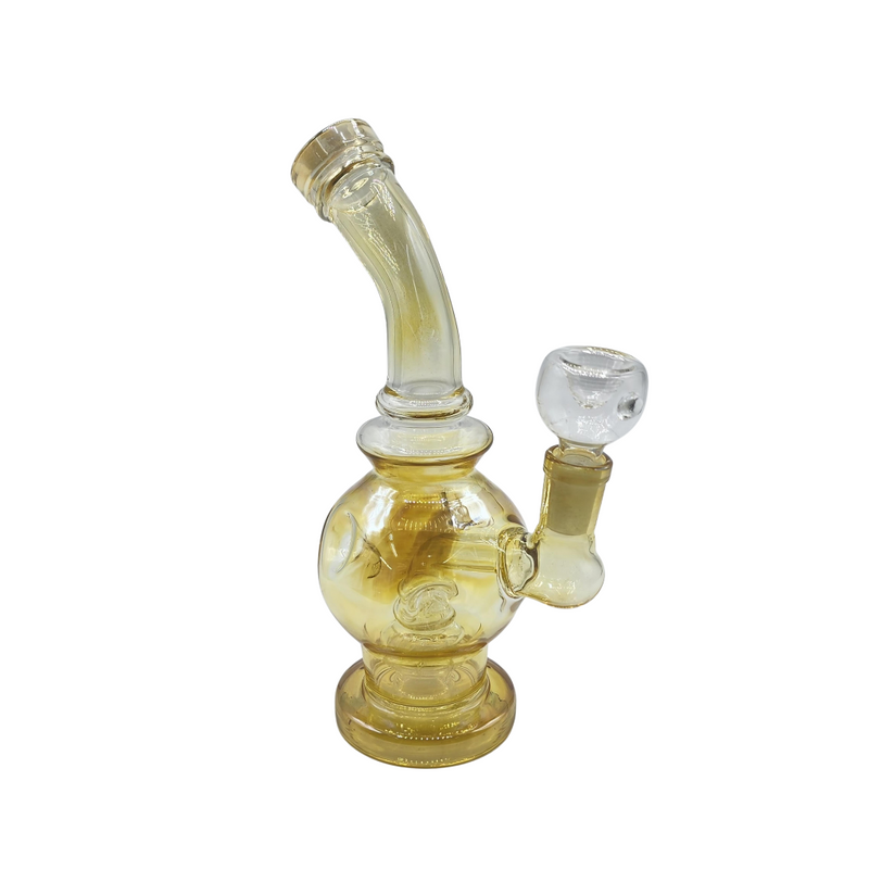 6" Gold Fumed Round Body Water Pipe - Assorted Colors
