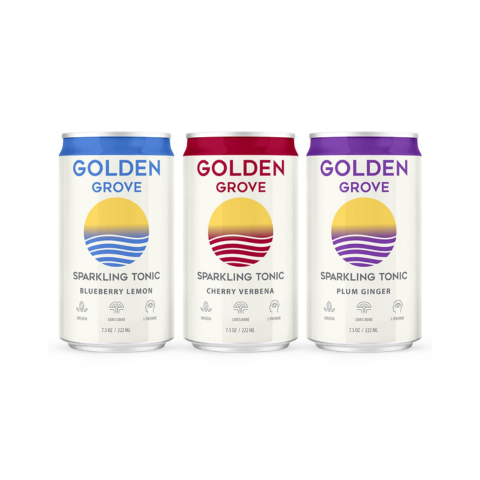 Golden Grove - Kratom and Mushroom Extract Sparkling Tonic Drink - Assorted Flavors - 4ct