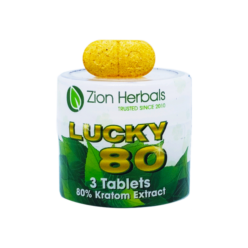 Zion Herbals -  Lucky 80 Kratom Tablets - Assorted Options - 3ct