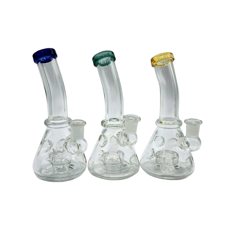 6" Pinched Beaker w/ Perc Water Pipe - Assorted Colors