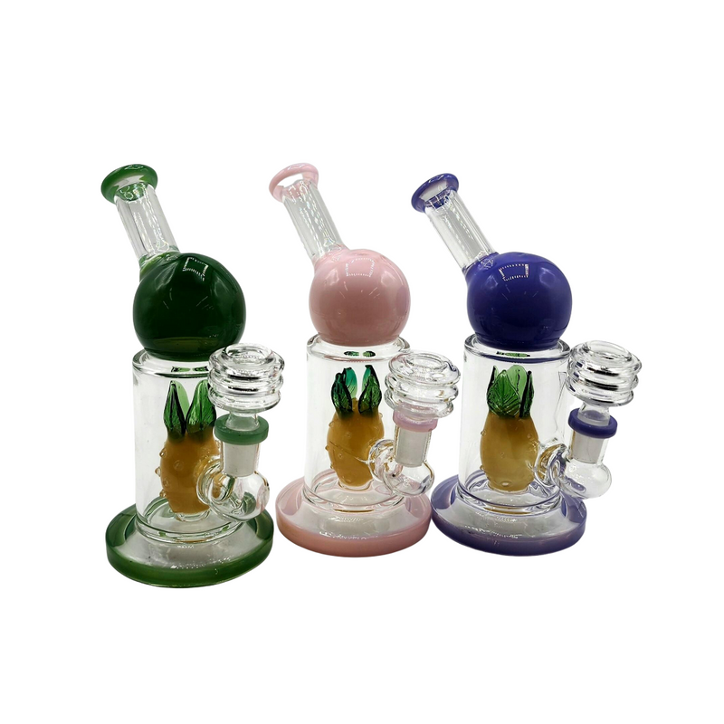 Water Pipe Bong 6" Round Top Pineapple Design - Assorted Colors
