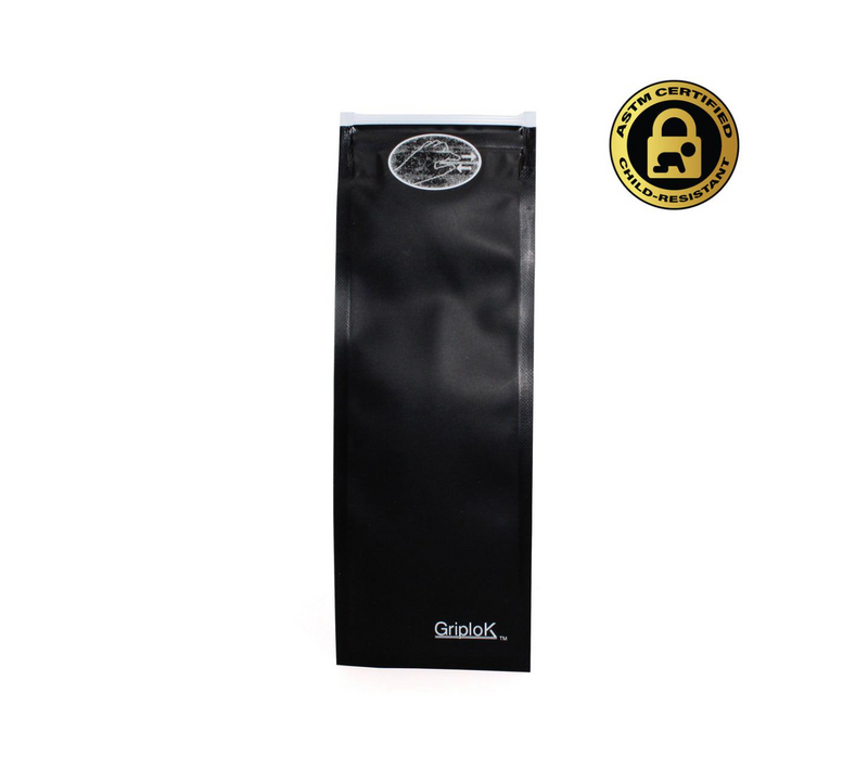 GripLok Mylar Pre-Rolled Child Resistant ASTM Exit Bag - Black