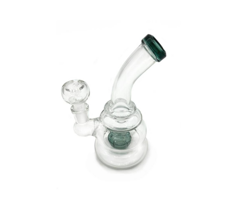 6" Bent Neck Water Pipe Bong w/Colored Disc Perc
