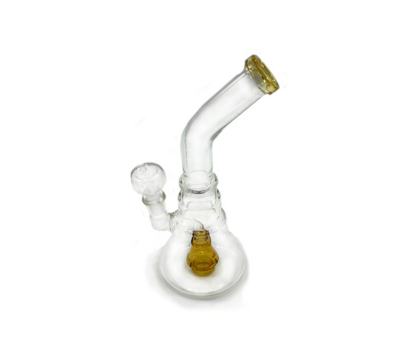 8" Beaker Water Pipe Bong w/Bent Neck and Color Perc - Assorted Colors