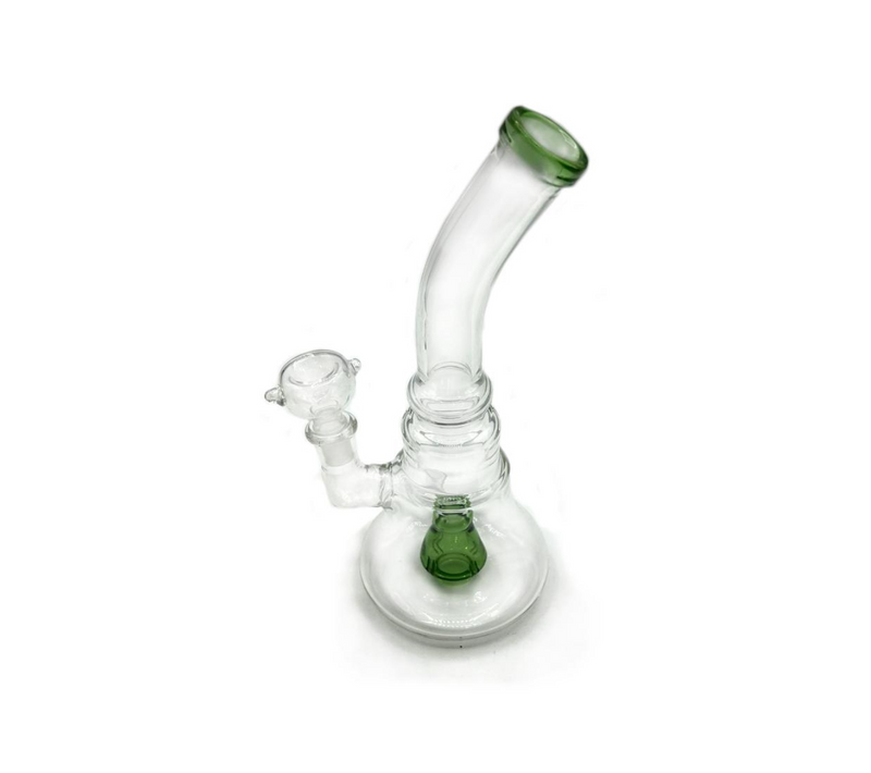 8" Beaker Water Pipe Bong w/Bent Neck and Color Perc - Assorted Colors