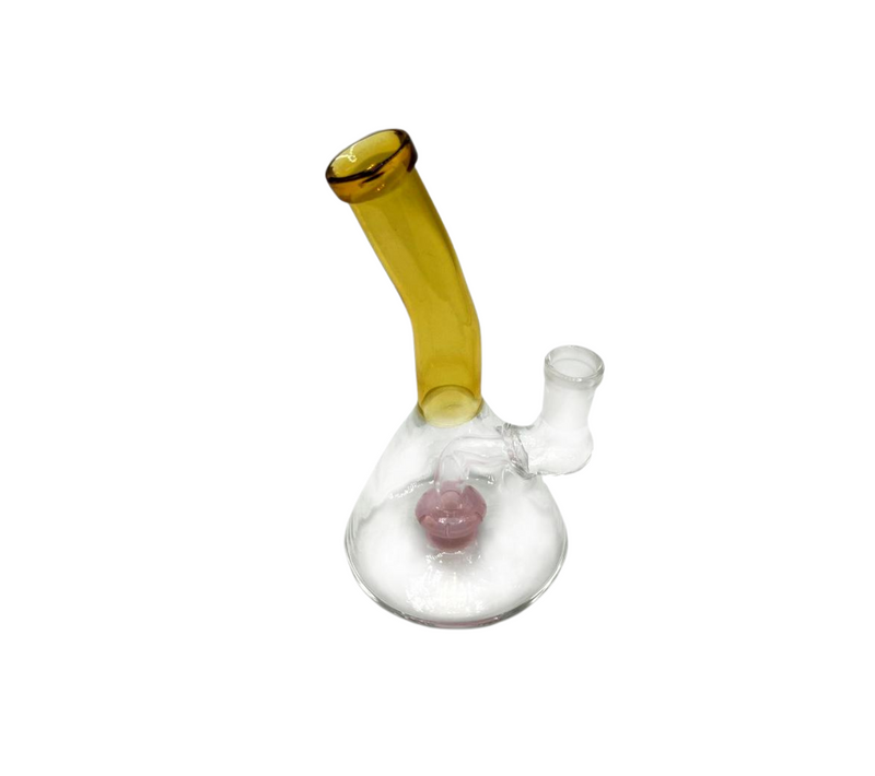 6" Gold Fume Bent Neck Water Pipe Beaker Bong