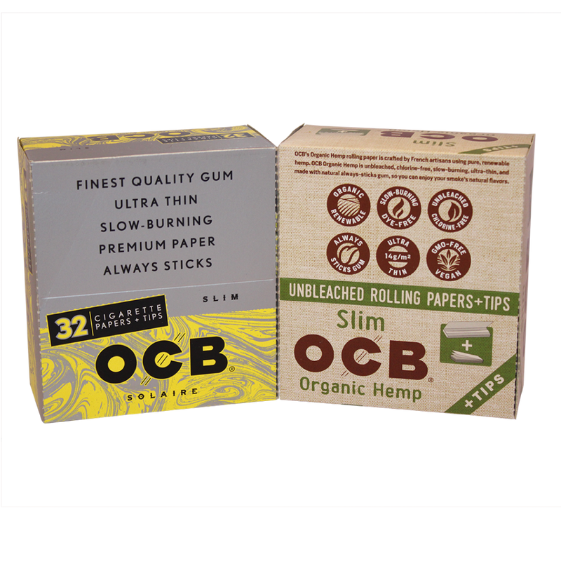 OCB King Slim Rolling Papers + Tips – 24ct