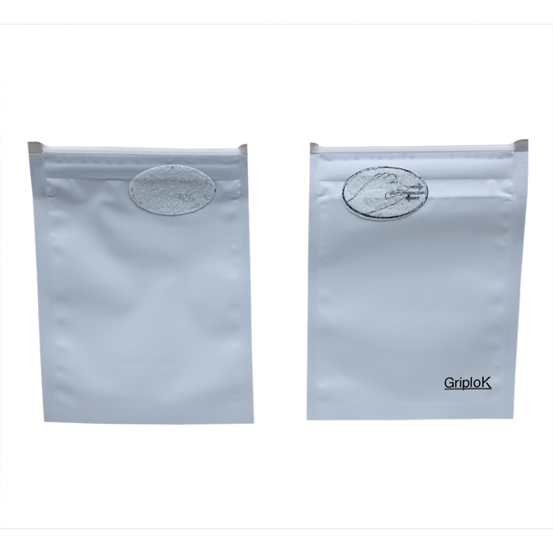 GripLok Mylar 1/8oz Child Resistant ASTM Exit Bag – White