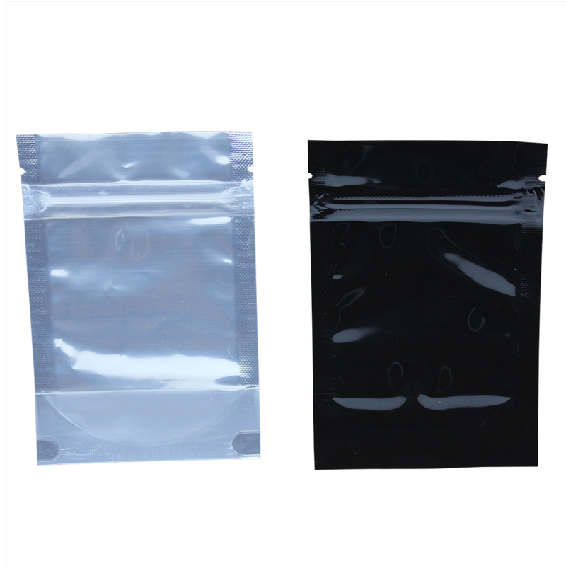 Mylar 1/8oz Tamper Evident Zip-Lock Exit Bag – Black/Transparent