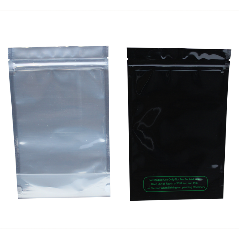 Mylar 1/2oz Tamper Evident Zip-Lock Exit Bag – Black/Transparent