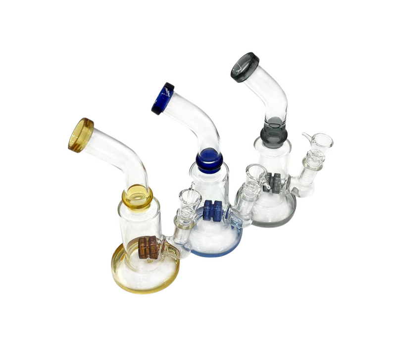 6" Bent Neck Water Pipe Bong w/Wheel Perc