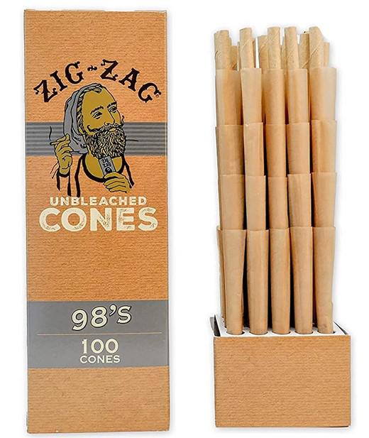 Zig-Zag Unbleached 98's Cones - 100ct