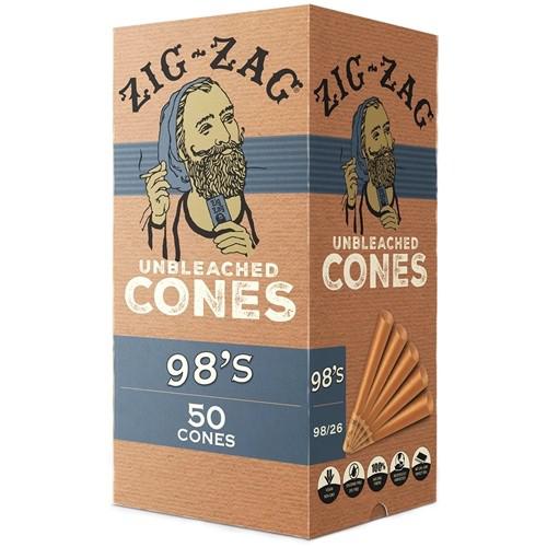 Zig-Zag Mini Unbleached 98's Cones - 50ct